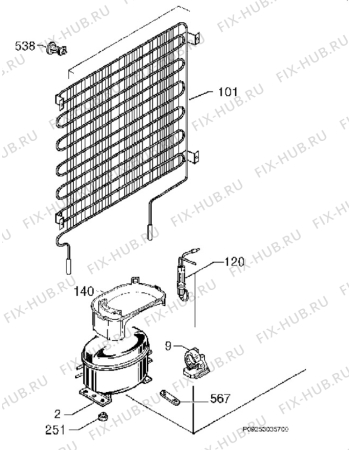 Взрыв-схема холодильника Zanussi ZRD183W - Схема узла Cooling system 017